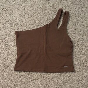 Hollister Brown Asymmetrical Crop Top